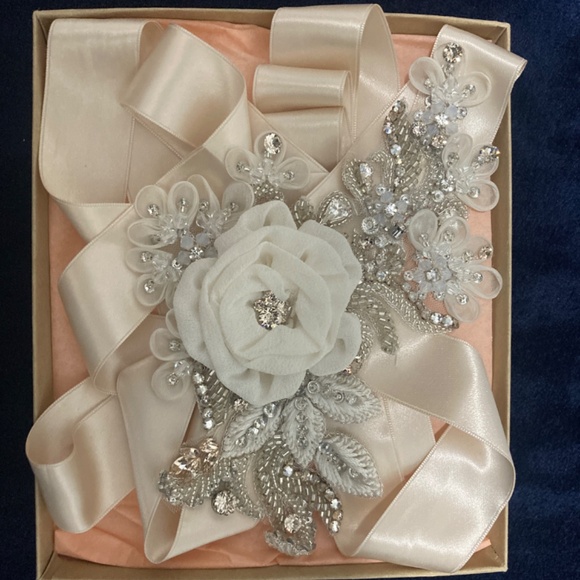Beaded Floral Bridal belt main image 5